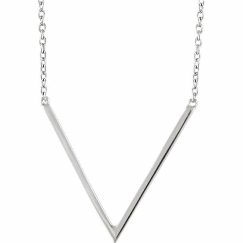 14KT White Gold Polished "V" Chain Necklace, 14KT White Gold Polished "V" Chain Necklace - Legacy Saint Jewelry