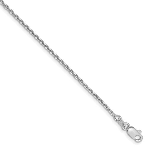 14KT White Gold Diamond-Cut Cable Chain Anklet 1.65mm, 14KT White Gold Diamond-Cut Cable Chain Anklet 1.65mm - Legacy Saint Jewelry