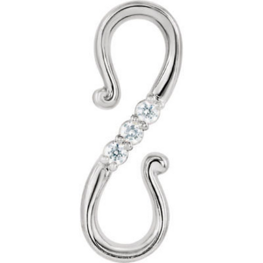 14KT White Gold Diamond S-Hook Extender Clasp, 14KT White Gold Diamond S-Hook Extender Clasp - Legacy Saint Jewelry