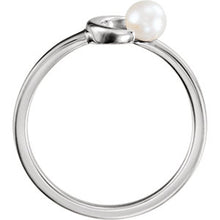 Load image into Gallery viewer, 14KT White Gold Freshwater Pearl Crescent Moon Open Ring, 14KT White Gold Freshwater Pearl Crescent Moon Open Ring - Legacy Saint Jewelry