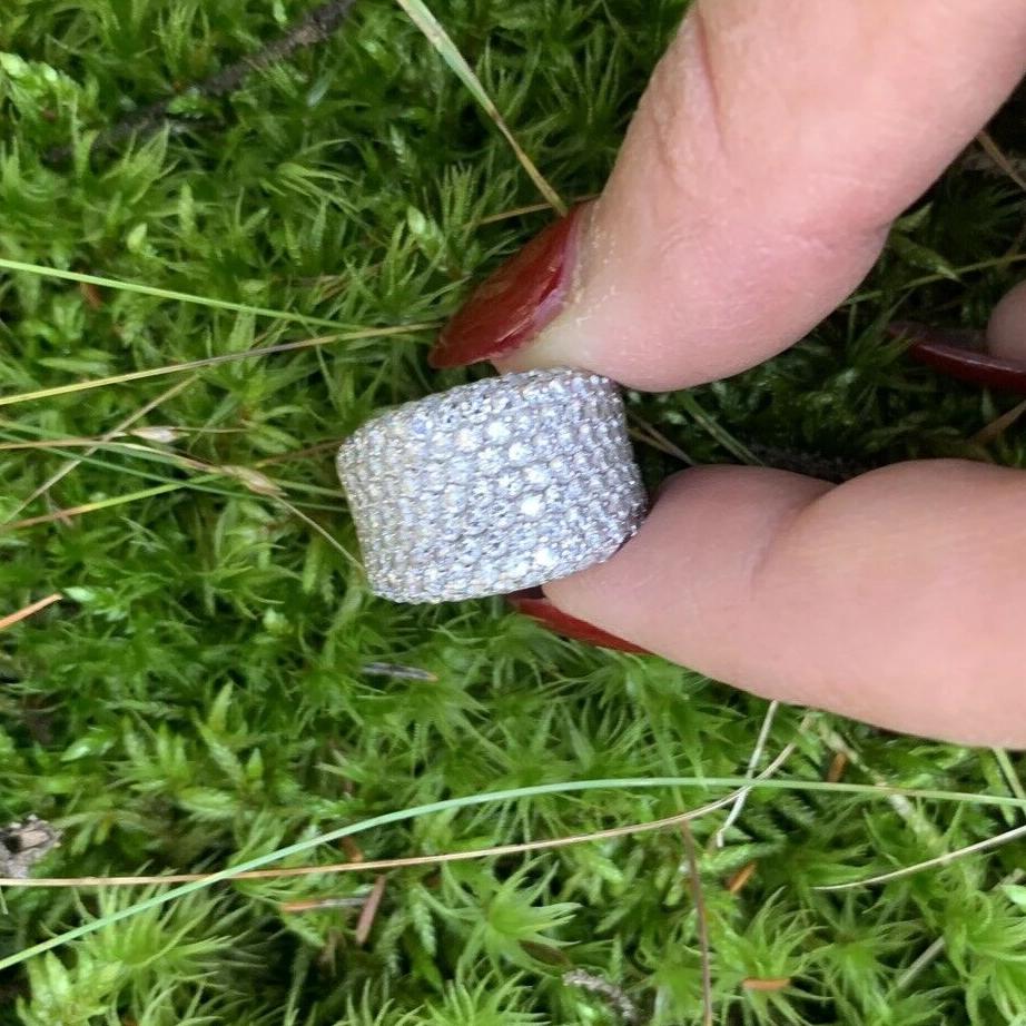 Estate 14KT White Gold Pave Diamond Concave Ring, Estate 14KT White Gold Pave Diamond Concave Ring - Legacy Saint Jewelry