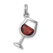 Load image into Gallery viewer, Sterling Silver Red CZ Wine Glass Pendant Charm, Sterling Silver Red CZ Wine Glass Pendant Charm - Legacy Saint Jewelry