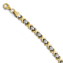 Load image into Gallery viewer, 10KT Yellow Gold + Rhodium Diamond-Cut &quot;X&quot; Bracelet, 10KT Yellow Gold + Rhodium Diamond-Cut &quot;X&quot; Bracelet - Legacy Saint Jewelry