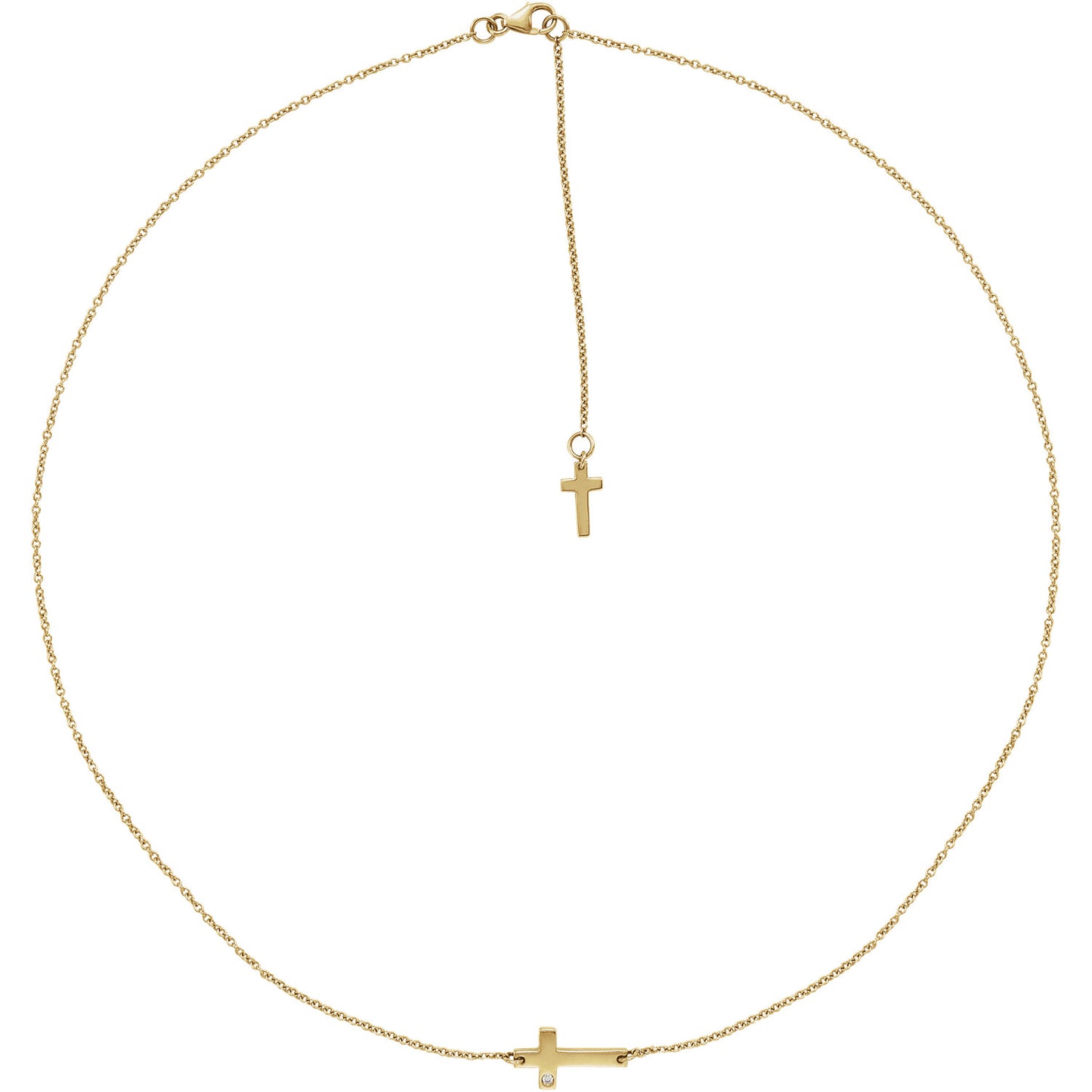 14KT Yellow Gold Diamond Sideways Cross Necklace, 14KT Yellow Gold Diamond Sideways Cross Necklace - Legacy Saint Jewelry