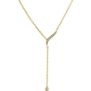 14KT Yellow Gold Bezel Diamond Lariat Necklace, 14KT Yellow Gold Bezel Diamond Lariat Necklace - Legacy Saint Jewelry