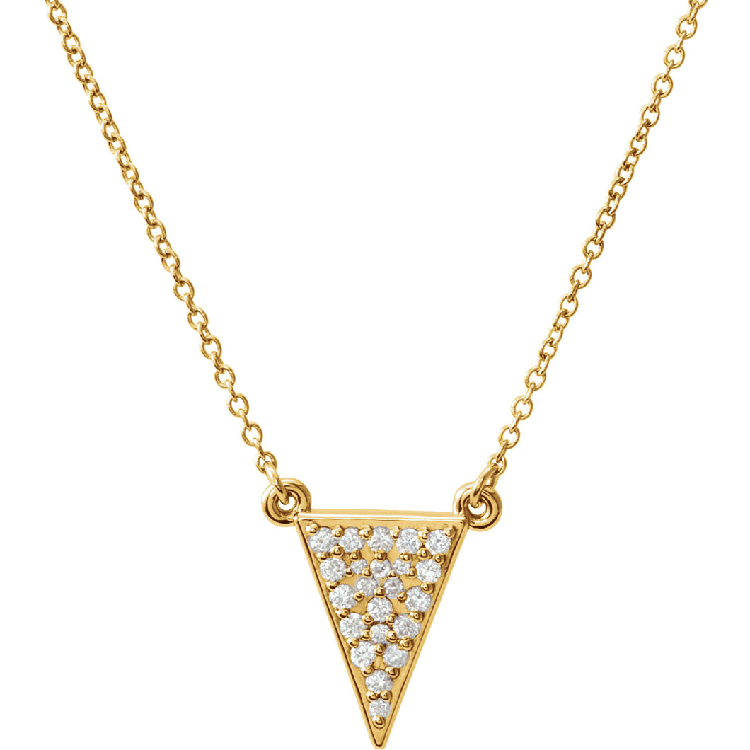 14KT Yellow Gold Diamond Triangle Necklace, 14KT Yellow Gold Diamond Triangle Necklace - Legacy Saint Jewelry