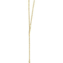 Load image into Gallery viewer, 14KT Yellow Gold Bezel Diamond Lariat Necklace, 14KT Yellow Gold Bezel Diamond Lariat Necklace - Legacy Saint Jewelry