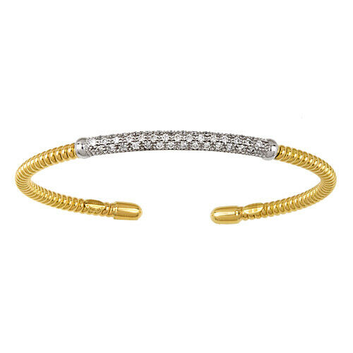 18KT Yellow Gold Pave Diamond Corrugated Bangle Bracelet, 18KT Yellow Gold Pave Diamond Corrugated Bangle Bracelet - Legacy Saint Jewelry